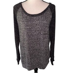 Caslon Charcoal Knit Contrast Sweater Top Size XL